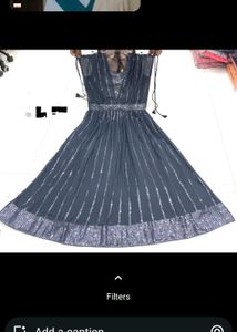 Black &amp; Silver Embellished Maxi Dress