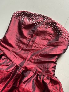 Burgundy Beaded Party Dress