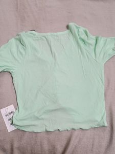 Urbanic mint colour buttoned crop top