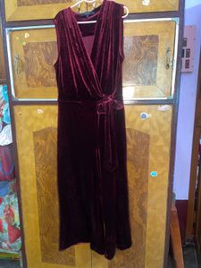Wardrobe Burgundy Velvet Jumpsuit L