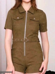 Brand New Shein Olive Corduroy Textured Jumpsuit