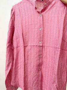 ZARA Striped Pink Shirt Size L