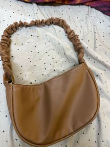Brown Ruched Handle Bag