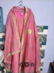 Pink Embroidered  Anarkali Kurta Set