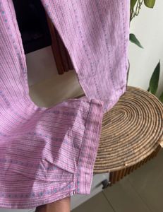 Pastel Pink Striped Kurti Set