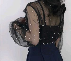 Mesh Long Sleeve Black Top