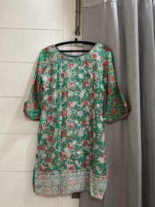 Koskii Sea Green Floral Print Sharara Set
