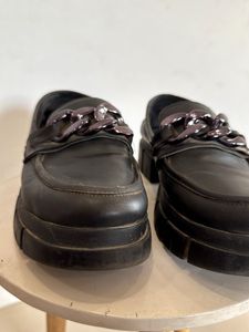 Black Designer Loafer Shoes For Women