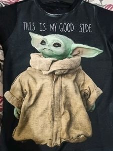 Black And Brown Yoda Print Tshirt For 3 To 4 Year