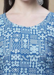 Indigo Blue Handblock Printed Straight Kurti