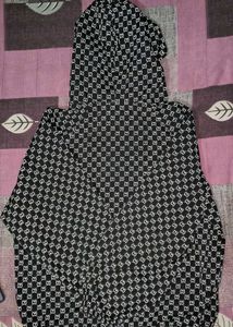 Black Monogram Full-Zip Hooded Windbreaker Jacket