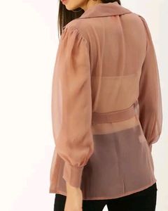 Sheer Shirt Style Party Wear Top