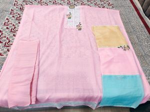 Pure Kota Doriya Suit With 3 Coloured Dupatta