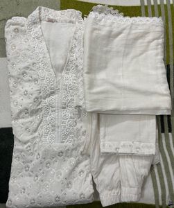 White Embroidered Kurta Set
