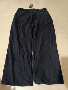 Puella Distressed Black Wide Leg Jeans, 36 Size