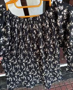 Floral Pleated Off-Shoulder Stylish Top
