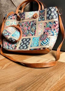 Boho Patchwork Mini Tote Bag with Coin Purse
