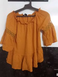 Cute Orange Peasant Top