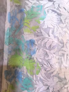 Elegant White Floral Saree