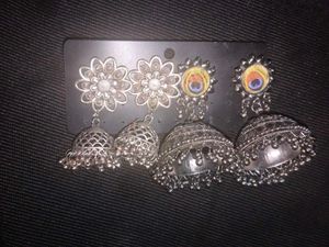 2 Pair Jhumka Earrings Set