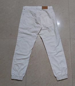 Beautiful White Cotton Denim Style Pant