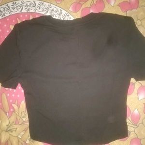 Black Bra Graphic Crop Top