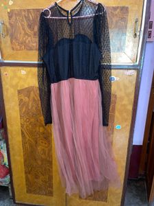 Athena Light Pink And Black Color Blocked Dress XL