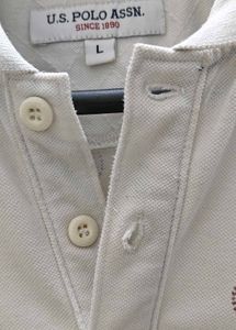 USPA White Printed Shirt