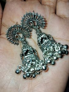 Oxidised Silver peacock Eraings