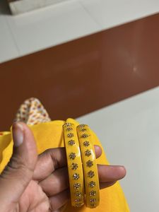 Yellow Bangles with Floral Detail