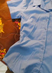 Blue waist snatched shirt