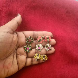 Four Pair Of Stud Earrings