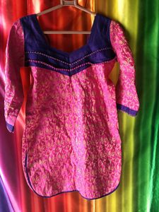 pink kurti black one piece purple top combo