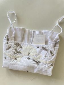 ZARA White Embellished Cami Top