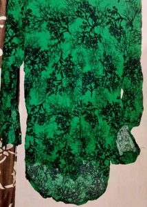 Green Print Top