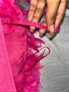 Partywear Hot Pink Feather Top