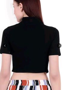 Black Mock Neck Crop Top