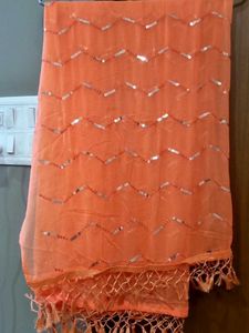 Orange Sequin Dupatta
