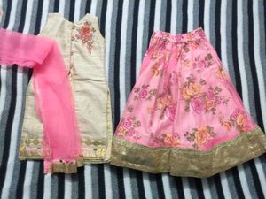 Lehenga Kurti Dupatta Set For 2-4 Years Girl