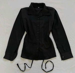 Black Corset Tie Back Blouse