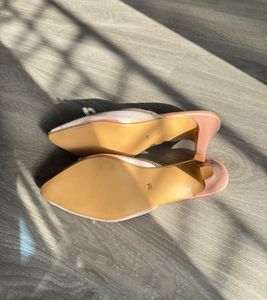 Pink Velvet Bow Mules UK5