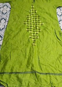 Lime Green Embroidered Kurti