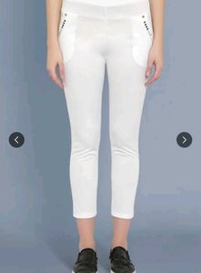 White Slip-on Slim Fit Jeggings for Women