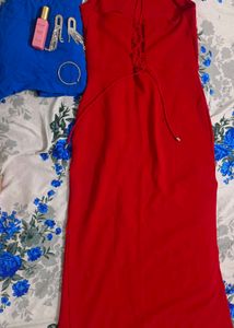 Red Lace-Up Mini Dress