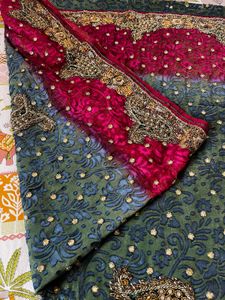 Welvet Finishing Haevy Jardosy Work Saree