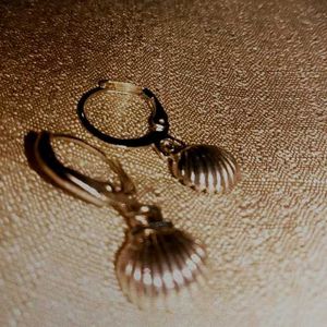 Silver Shell Charm Dangle Hoop Earrings
