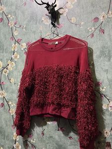 Burgundy Textured Crop Top