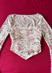 Savana White Floral Mesh Top