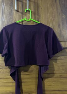 Mroon wrap crop top