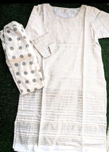 Khadi Cotton Cream Color Kurta Set New Branded